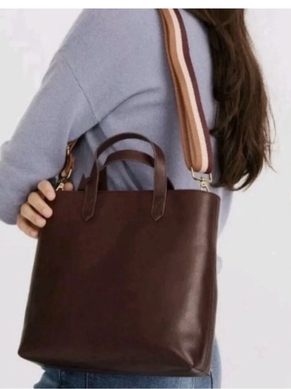 Madewell Small Zip Tote Transport Leather Crossbody Bag  Burgundy